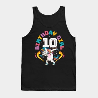 Dabbing Unicorn Birthday Girl 10 Years Old Tank Top